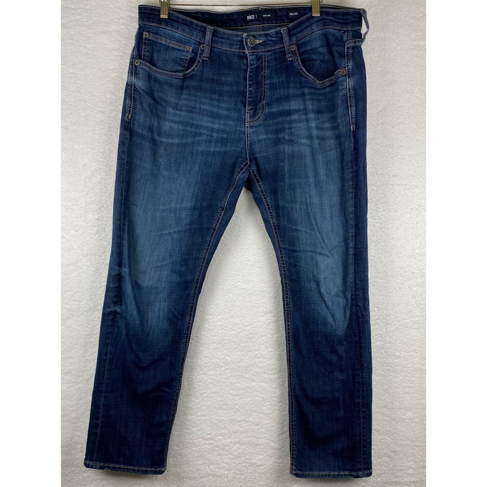 BKE‎ Mason Mens Jeans 36x30 Blue Dark Wash Straight Leg Stretch Denim